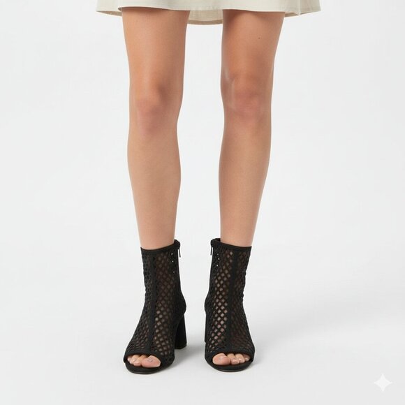 Zara Women’s Open Toe Faux Suede Ankle Boots | Size 37 (Fits Like 7) - Picture 1 of 6